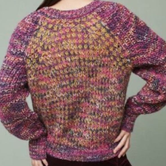 Anthropologie Moth Loose Knit Pink/Multi Color Sweater Size Med - Picture 2 of 6